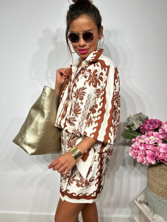 Conjunto Camisero Estampado NYIMAK Marrón HEVE