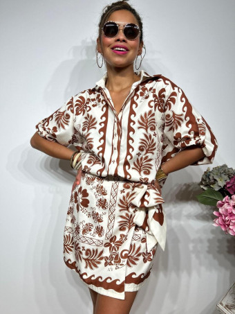 Conjunto Camisero Estampado NYIMAK Marrón HEVE