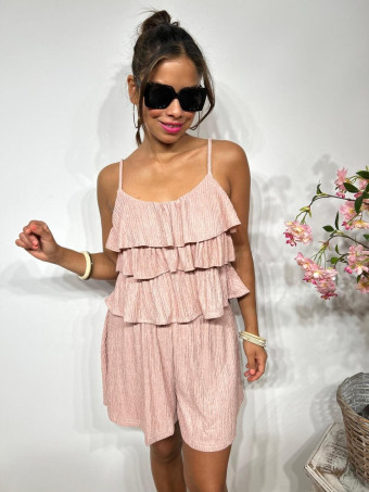 Conjunto Top Volantes y Bermuda FAIRLEY Rosa HEVE