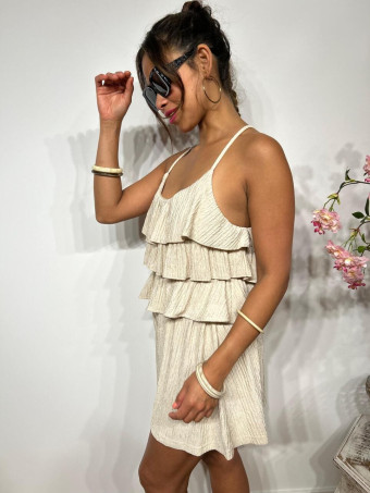 Conjunto Top Volantes y Bermuda FAIRLEY Beige HEVE