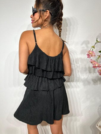 Conjunto Top Volantes y Bermuda FAIRLEY Negro HEVE