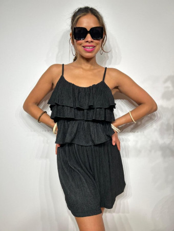 Conjunto Top Volantes y Bermuda FAIRLEY Negro HEVE