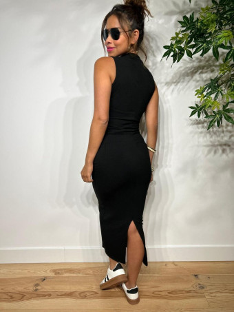 Vestido Entallado Frunces CHATKIT Negro HEVE