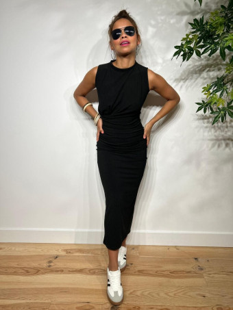 Vestido Entallado Frunces CHATKIT Negro HEVE