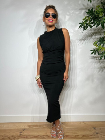 Vestido Entallado Frunces CHATKIT Negro HEVE