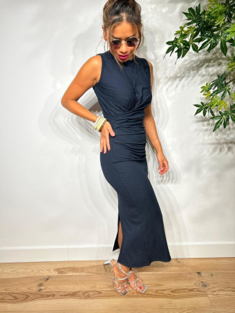 Vestido Entallado Frunces CHATKIT Marino HEVE