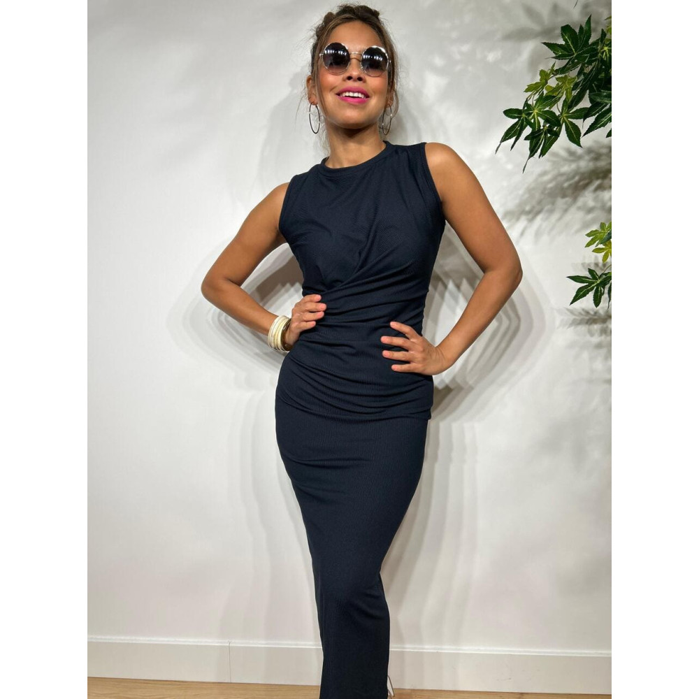 Vestido Entallado Frunces CHATKIT Marino HEVE Vestido Entallado Frunces CHATKIT Marino HEVE