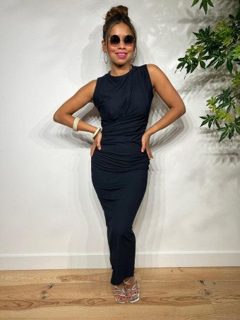 Vestido Entallado Frunces CHATKIT Marino HEVE