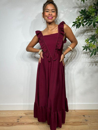 Vestido Largo Volantes KEMAYA Berenjena HEVE