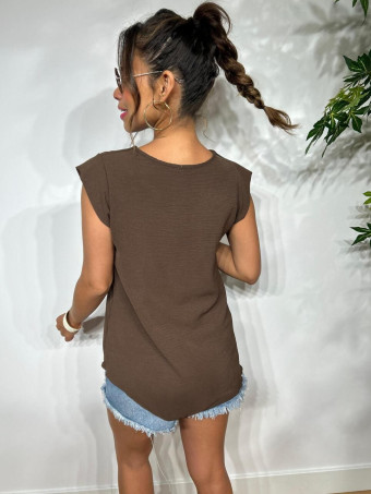 Blusa Escote Pico SUKARI Marrón HEVE