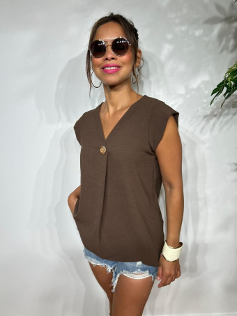 Blusa Escote Pico SUKARI Marrón HEVE