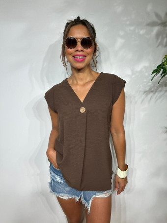 Blusa Escote Pico SUKARI Marrón HEVE