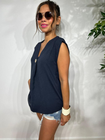 Blusa Escote Pico SUKARI Marino HEVE