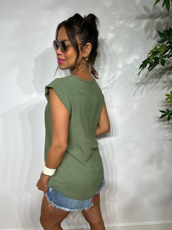 Blusa Escote Pico SUKARI Verde Militar HEVE