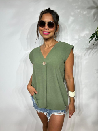 Blusa Escote Pico SUKARI Verde Militar HEVE