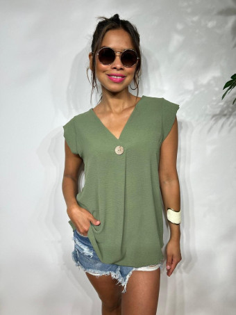 Blusa Escote Pico SUKARI Verde Militar HEVE