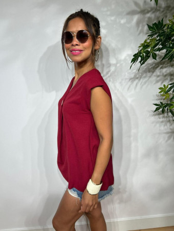Blusa Escote Pico SUKARI Burdeos HEVE