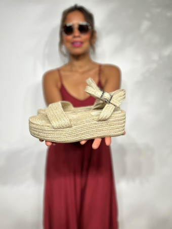Sandalia Yute Plataforma BYNAZE Beige HEVE