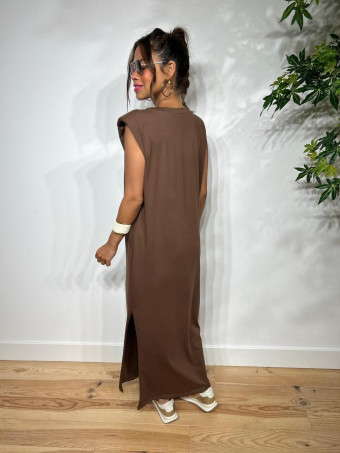 Vestido Básico Hombreras VARSOVIE Marrón HEVE