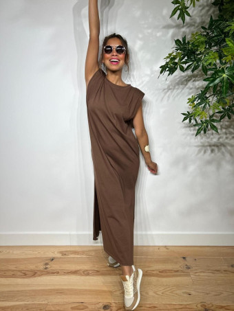Vestido Básico Hombreras VARSOVIE Marrón HEVE