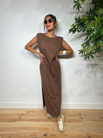 Vestido Básico Hombreras VARSOVIE Marrón HEVE