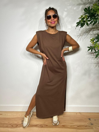 Vestido Básico Hombreras VARSOVIE Marrón HEVE