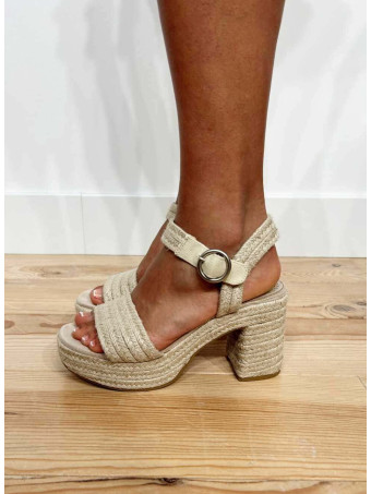 Sandalia Yute Tacón y Plataforma MONTESSORI Beige HEVE