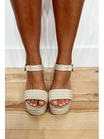 Sandalia Yute Tacón y Plataforma MONTESSORI Beige HEVE
