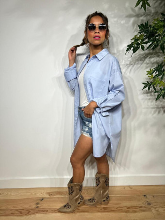Camisa Básica Extra-Long RYAN Azul HEVE