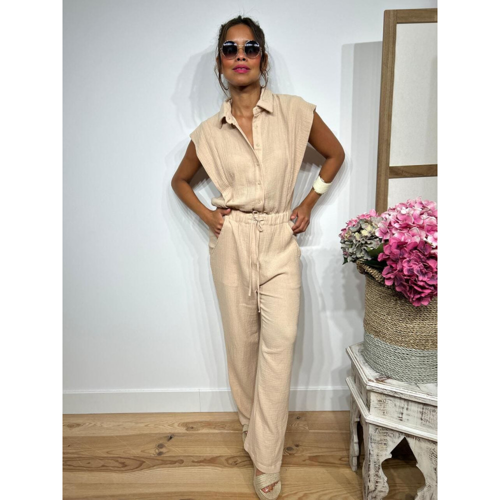 Mono Camisero Crepado DEFRANEY Beige HEVE