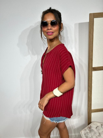 Blusa Maxi-Botón DEBONAIR Burdeos HEVE
