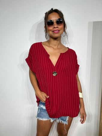 Blusa Maxi-Botón DEBONAIR Burdeos HEVE