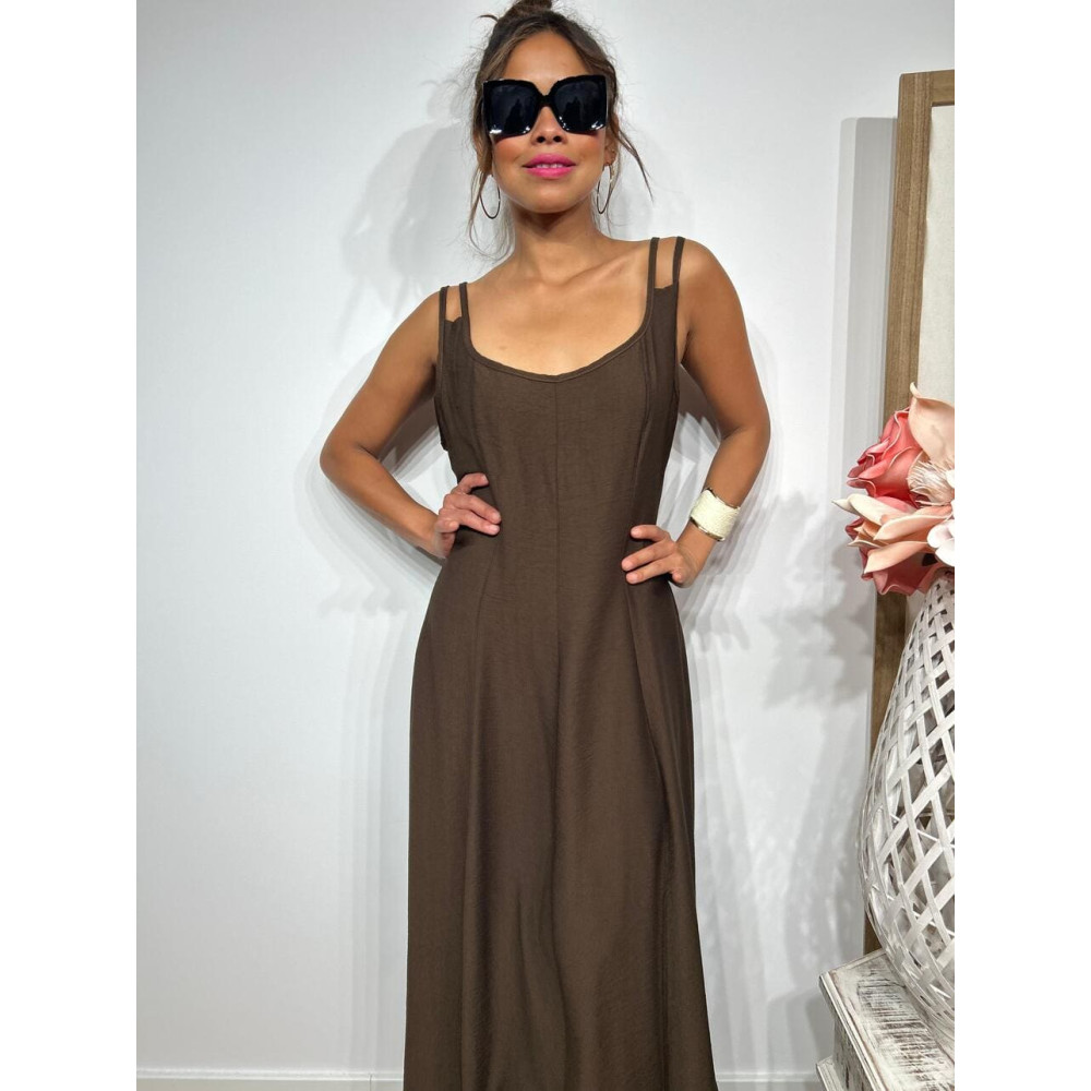 Vestido Pinzas Casual Style JANKEN Marrón HEVE Vestido Pinzas Casual Style JANKEN Marrón HEVE