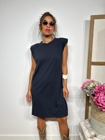 Vestido Corto Hombreras SHATTOU Marino HEVE