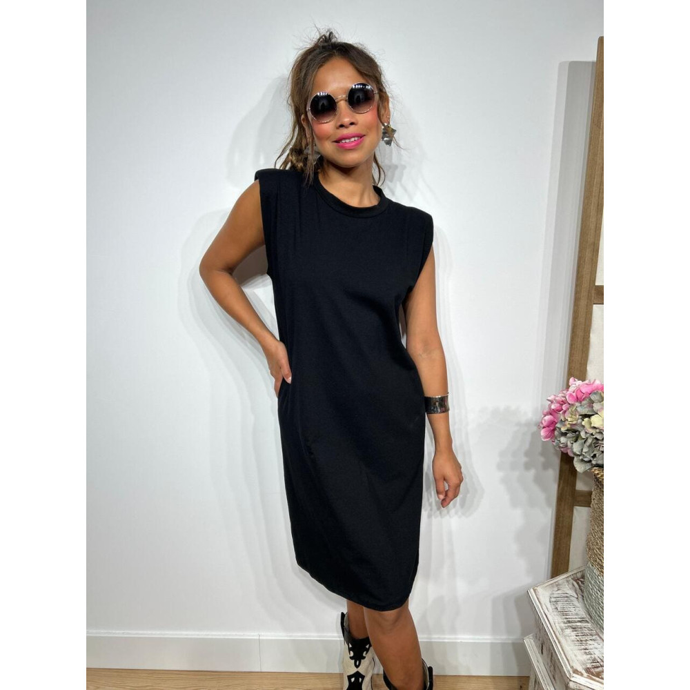 Vestido Corto Hombreras SHATTOU Negro HEVE