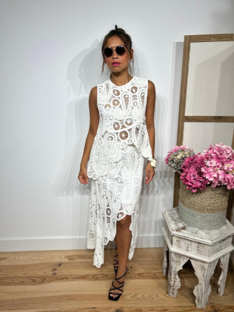 Conjunto Asimétrico Crochet TRIBEKA Blanco HEVE