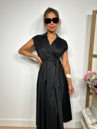 Vestido Popelín Cruzado VINTESSA Negro HEVE