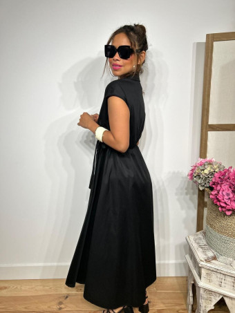 Vestido Popelín Cruzado VINTESSA Negro HEVE