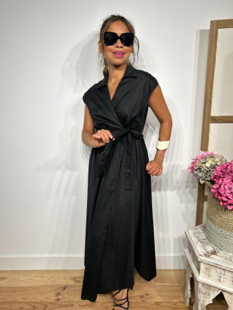 Vestido Popelín Cruzado VINTESSA Negro HEVE