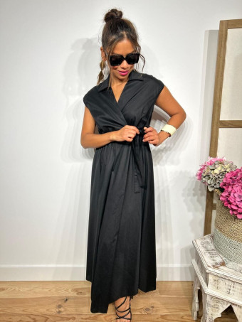 Vestido Popelín Cruzado VINTESSA Negro HEVE