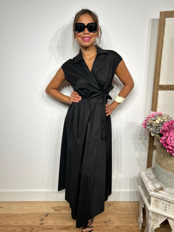 Vestido Popelín Cruzado VINTESSA Negro HEVE
