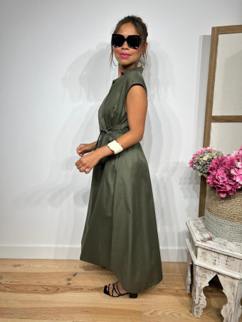 Vestido Popelín Cruzado VINTESSA Verde Militar HEVE