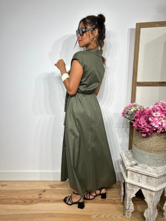 Vestido Popelín Cruzado VINTESSA Verde Militar HEVE