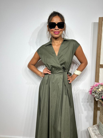 Vestido Popelín Cruzado VINTESSA Verde Militar HEVE