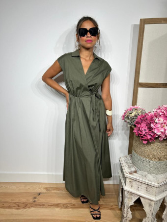 Vestido Popelín Cruzado VINTESSA Verde Militar HEVE
