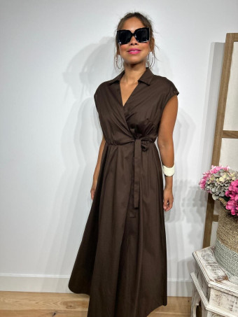 Vestido Popelín Cruzado VINTESSA Marrón HEVE