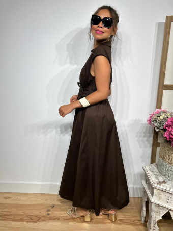 Vestido Popelín Cruzado VINTESSA Marrón HEVE