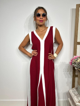 Vestido Ribetes a Contraste HAGELA Burdeos HEVE
