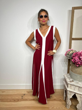 Vestido Ribetes a Contraste HAGELA Burdeos HEVE
