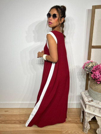 Vestido Ribetes a Contraste HAGELA Burdeos HEVE